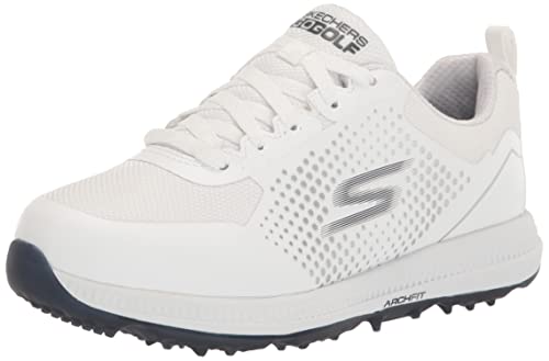 Skechers Damen 123031 Sneaker, White Synthetic/Textile/Navy Trim, 38.5 EU von Skechers