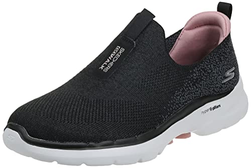 Skechers Damen Go Walk 6 Glimmering Sneaker, Black Textile Pink Trim, 38 EU von Skechers