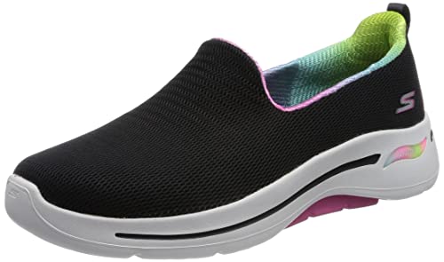 Skechers Damen 124867 BKHP Sneaker, Schwarzer Textilbesatz in Hot Pink, 43 EU von Skechers