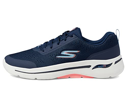 Skechers Damen 124887 Nvpk Sneaker, Marineblauer Stoff, mit pinkem Rand, 38.5 EU von Skechers