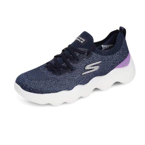 Skechers Damen 124905 Nvlv Sneaker, Marineblauer Stoff, Lavendelbesatz, 36.5 EU von Skechers