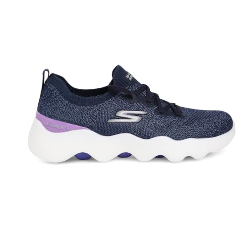 Skechers Damen 124905 Nvlv Sneaker, Marineblauer Stoff, Lavendelbesatz, 42 EU von Skechers