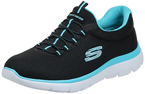 Skechers Damen Summits Sneaker, Black Turquoise, 39.5 EU von Skechers