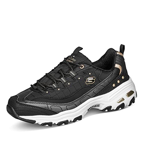Skechers Damen D'Lites Ladies Night Sneaker, Schwarzer Duraleather Goldbesatz, 38.5 EU Skechers Damen D'Lites Ladies Night Sneaker, Schwarzer Duraleather Goldbesatz, 38.5 EU von Skechers