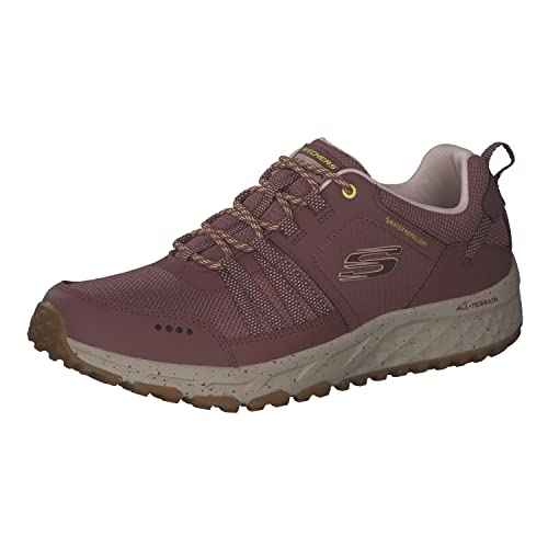 Skechers – 180061 Mve, niedrig geschnittene Wanderschuhe für Damen, lilafarbenes Leder-Mesh mit gelbem Besatz, 35,5 EU von Skechers