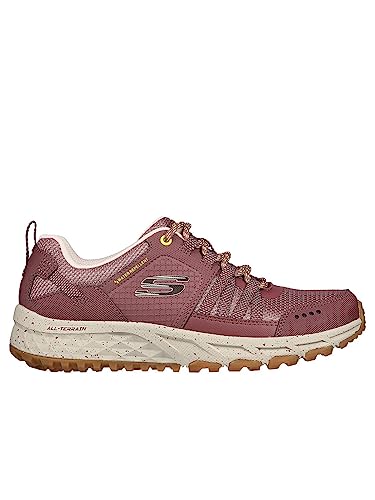 Skechers – 180061 Mve, niedrig geschnittene Wanderschuhe für Damen, lilafarbenes Leder-Mesh mit gelbem Besatz, 35,5 EU von Skechers