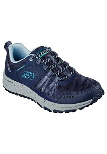 Skechers – 180061 Nvbl, niedrig geschnittene Wanderschuhe für Damen, marineblaues Leder-Mesh mit blauem Besatz, 35 EU von Skechers