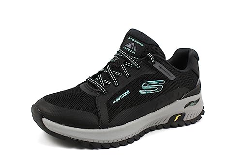 Skechers Damen 180081 BKAQ Trekking-Low-Cut, Black Hot Melt/Black Mesh/Aqua Trim, 35 EU von Skechers