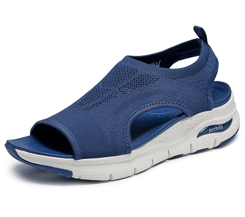 Skechers Damen Sandal Arch FIT-City Catch, Navy Knit, 42 EU von Skechers