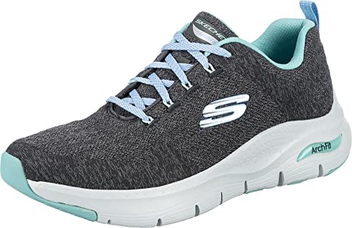 Skechers Damen Arch Fit Comfy Wave Sneaker, Charcoal Knit Blue Trim, 36 EU Skechers Damen Arch Fit Comfy Wave Sneaker, Charcoal Knit Blue Trim, 36 EU von Skechers