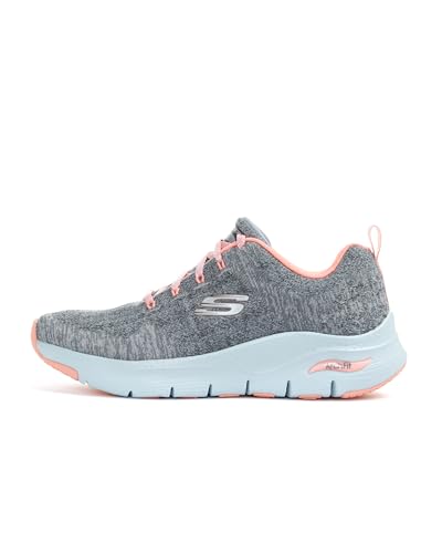 Skechers Damen Arch Fit Comfy Wave Sneaker, Gray Knit Pink Trim, 37.5 EU von Skechers