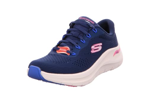 Skechers Damen Arch Fit 2.0 Big League, Marineblaues Netzgewebe, Hot Pink mit blauem Rand, 35 EU von Skechers