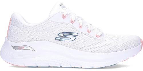 Skechers Damen Arch Fit 2.0 Big League Sneaker, White Mesh/Pink & Blue Trim, 37.5 EU von Skechers