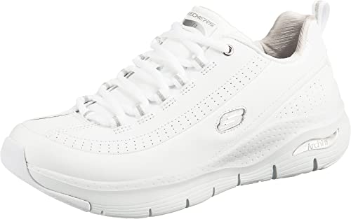 Skechers Damen Arch Fit Citi Drive Sneakers, White Leather Silver White Trim, 36 EU von Skechers