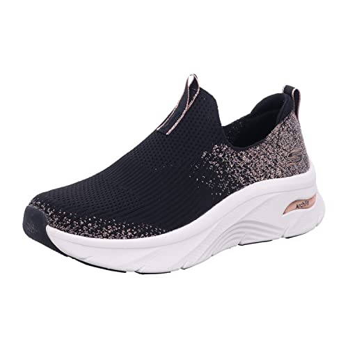 Skechers Damen Arch Fit D'lux Hausschuh, Schwarz gestrickt mit rotgoldfarbenem Rand, 37.5 EU von Skechers