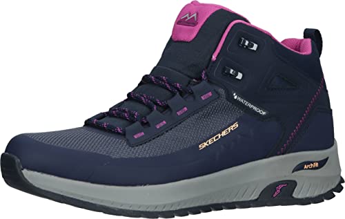 Skechers Damen Arch FIT Discover Kalt gefüttert Langschaft Stiefel & Stiefeletten, Navy Leather/Hot Melt/Mesh/Purple Trim, 35.5 EU von Skechers