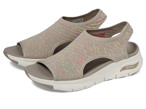Skechers Damen Arch Fit Fußgewölbe-Passform – Catchy Wave, Taupe Multi, 36 EU von Skechers