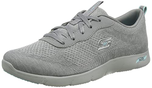 Skechers Damen Arch FIT Refine Lavish Wish Sneaker, Gray Engineered Knit/Light Blue Trim, 37.5 EU von Skechers