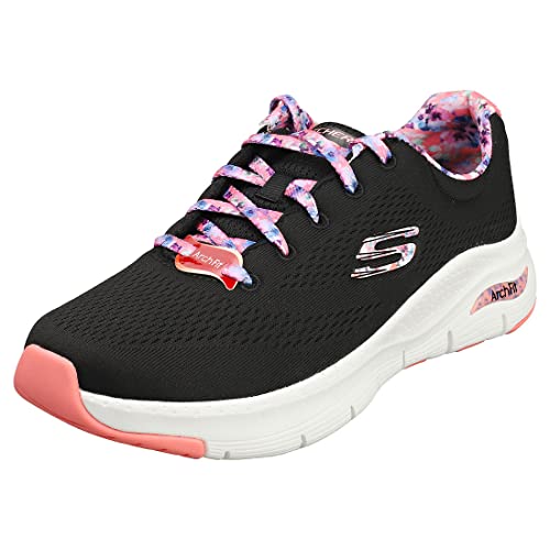 Skechers Damen Arch Fit Sneaker, Schwarzes Netz mit Mehreren Ziernähten, 35 EU von Skechers