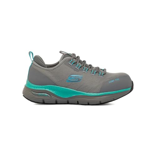 Skechers Damen Arch Fit Sr Ebinal Brandschutzstiefel, Grey/Aqua Textile/Synthetic, 37.5 EU von Skechers