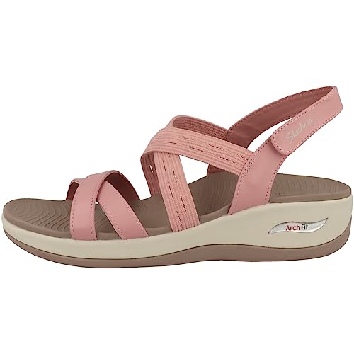 Skechers Damen Arch Fit Sunshine Sandale, Korallenfarbenes Durabuck-Gurtband, 40 EU von Skechers