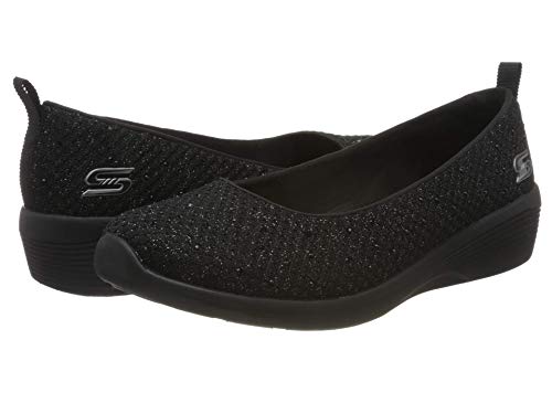 Skechers Damen Arya Sweet Glitz Slip On Sneaker, Black Metallic Knit Black Gunmetal Trim, 39 EU von Skechers