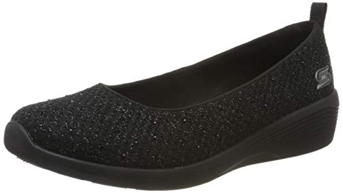 Skechers Damen Arya Sweet Glitz Slip On Sneaker, Black Metallic Knit Black Gunmetal Trim, 37.5 EU von Skechers