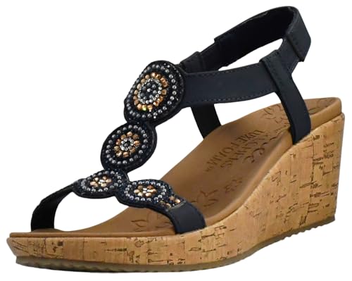 Skechers Damen Beverlee-Date Glam Keilsandale, blau, 39 EU Skechers Damen Beverlee-Date Glam Keilsandale, blau, 39 EU von Skechers