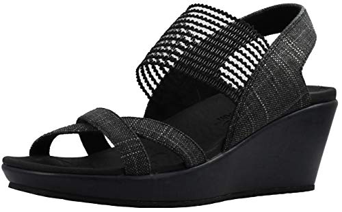 Skechers Damen Beverlee HIGH Tea Sandalen, Black Sparkle Linen/Gore Trim, 36 EU von Skechers