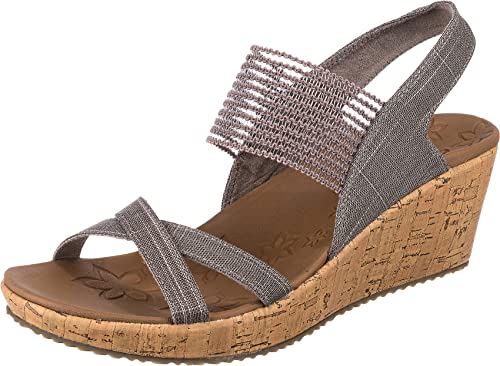 Skechers Damen Beverlee HIGH Tea Sandals, Mauve Sparkle Linen/Gore Trim, 38 EU von Skechers