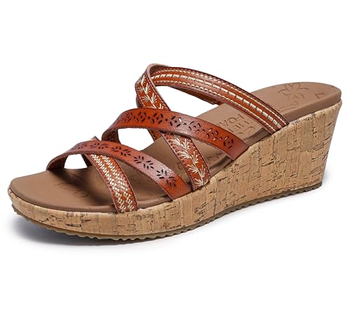 Skechers Damen Beverlee Tiger Posse Keilsandale, Luggage Duraleather, 39 EU von Skechers