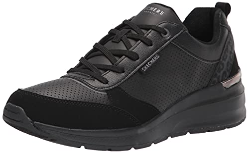 Skechers Damen Billion Subtle Spots Sneakers, Black Duraleather/Black Leopard Trim, 35 EU von Skechers