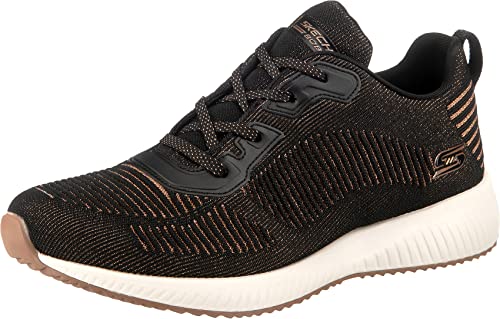 Skechers Damen Bobs Squad Glam League Sneaker, Black Engineered Knit Rose Gold Trim, 36 EU von Skechers