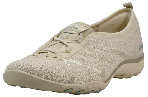 Skechers Damen Breathe-Easy A-Look Sneaker, Natural Soft Knit Mesh/Aqua Trim, 37.5 EU von Skechers