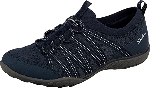 Skechers Damen Breathe-easy First Light Hausschuh, Navy Mesh Duraleather Blue Trim, 41 EU von Skechers