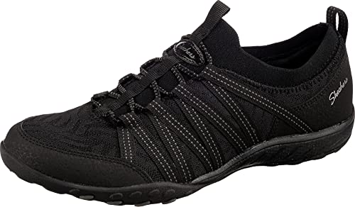 Skechers Damen Breathe-easy First Light Hausschuh, Black Mesh Duraleather Charcoal Trim, 36 EU von Skechers