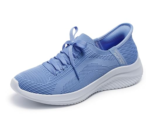 Skechers Damen Hands Free Slip Brilliant Path Ultra Flex 3.0 BRILLANTER Weg, Periwinkle Knit/Pink Trim, 56 EU von Skechers