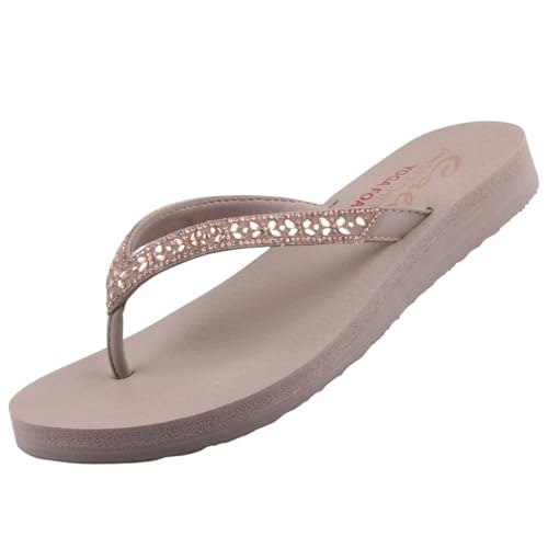 Skechers Damen Cali Meditation SCHMETTERLINGGARTEN, Taupe Mitobuck Gem Strass Trim, 41 EU von Skechers