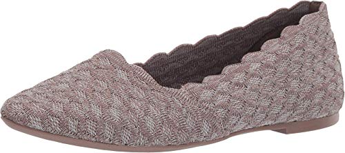 Skechers Damen Cleo Skimmer, Gewellt, Gestrickt Geschlossene Ballerinas, Braun (Dark Taupe Flat Knit Dktp), 36 EU von Skechers