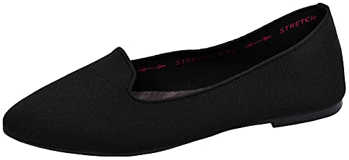 Skechers Damen Cleo-Sherlock-Engineered Knit Loafer Skimmer Ballerinas, Schwarz, 38.5 EU von Skechers