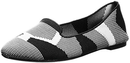 Skechers Damen Cleo-Sherlock-Engineered Knit Loafer Skimmer Ballerinas, Schwarz/Weiß, 41 EU von Skechers