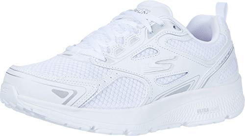 Skechers Damen Go Run Consistent Sneaker, Weiß (White Leather/Synthetic/Silver Textile WSL), 35.5 EU von Skechers
