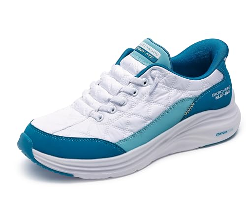 Skechers Damen Contour Foam Cozy Fit Hands Free Slip-ins Sneaker, Weiß/Türkis, 39 EU Skechers Damen Contour Foam Cozy Fit Hands Free Slip-ins Sneaker, Weiß/Türkis, 39 EU von Skechers