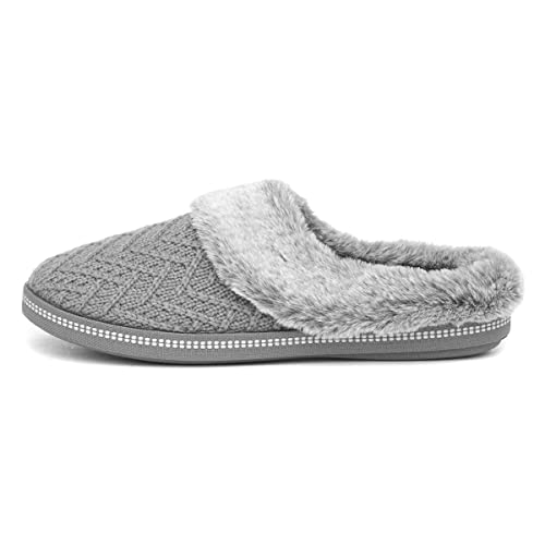 Skechers Damen Gemütliches Lagerfeuer für Zuhause Hausschuh, Grey Sweater Knit/Faux Fur, 40 EU von Skechers