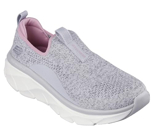 Skechers Damen D'LUX Walker 2.0 Bold State, Gray Knit/Pink Trim, 41 EU von Skechers