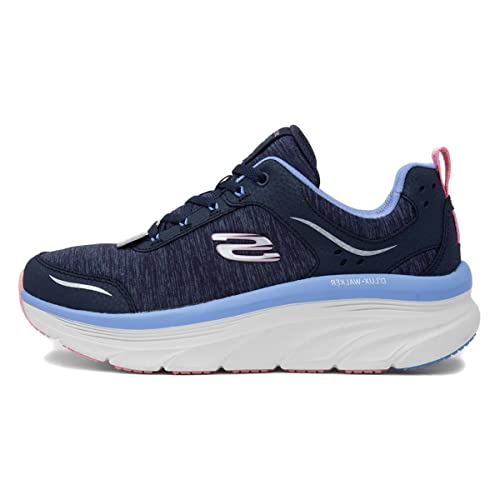 Skechers Damen D'LUX Walker COOL Groove Sneakers,Sports Shoes, Marineblaues Ledernetz, blau-rosa Rand, 36 EU von Skechers