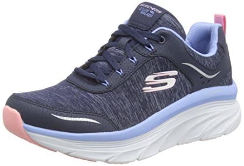 Skechers Damen D'LUX Walker COOL Groove Sneakers,Sports Shoes, Marineblaues Ledernetz, blau-rosa Rand, 41 EU von Skechers