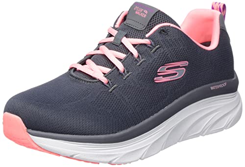Skechers Damen D'LUX Walker GET Oasis Sneakers, Charcoal Mesh/Coral Trim, 39.5 EU von Skechers