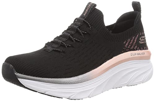 Skechers Damen D'LUX Walker LET IT Glow Sneaker, Black Knit/Rose Gold Trim, 37 EU von Skechers