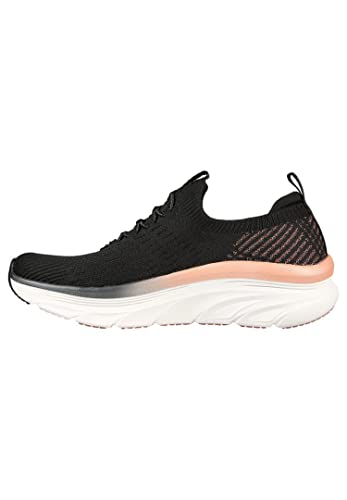 Skechers Damen D'LUX Walker LET IT Glow Sneaker, Black Knit/Rose Gold Trim, 37.5 EU von Skechers